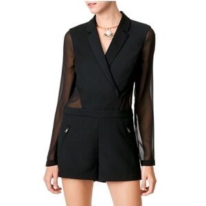 BCBGMaxAzria Black Tailored Romper, M
